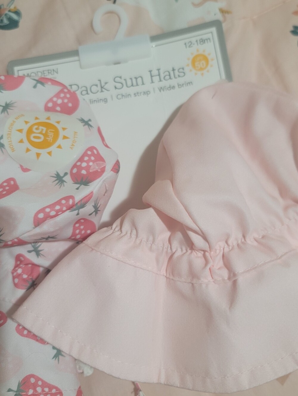 NWT Baby Girls' Pink Strawberry Bikini Set with Cherry Sun Hat Size 12 18 MONTHS - Picture 3 of 3
